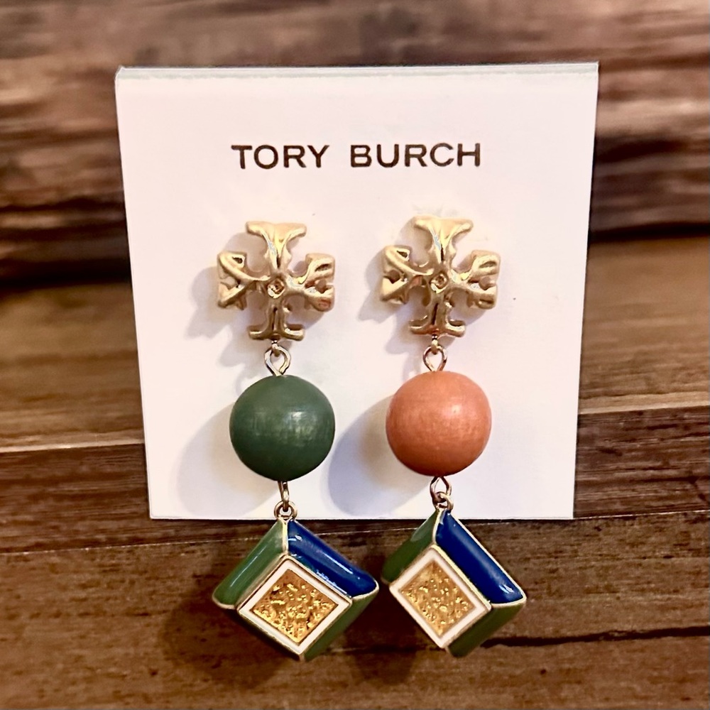NWT - TORY BURCH Roxanne Mismatched Double Drop Earrings